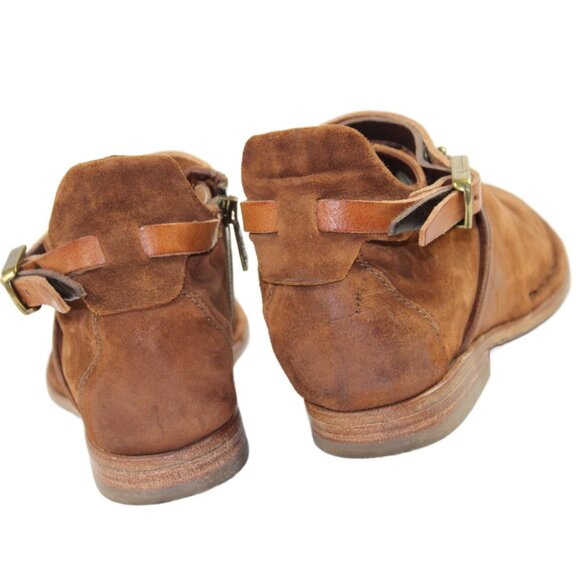 A.S. 98 Free People Felix Brown Suede Leather Belted Ankle Boot, Size 36 - Picture 7 of 7